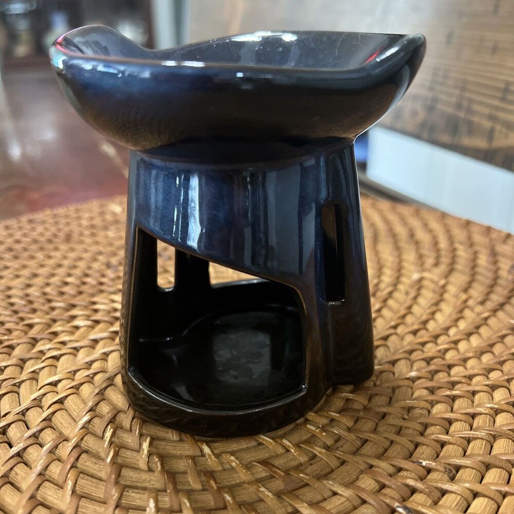 Vintage oil warmer , Pottery , Dark Blue
